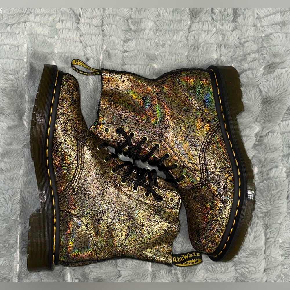 Dr. Martens Multicolor Iridescent Crackle Lace-Up Boots - Picture 5 of 9